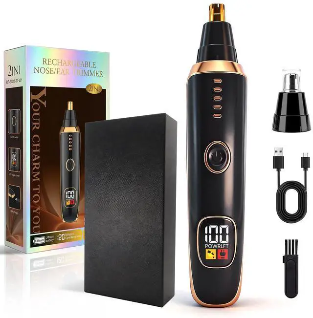Main image of Nose & Ear Hair Trimmer with LED Display for Men and Women, 2026 USB Rechargeable Facial Trimmer Clipper for Easy Cleansing, Portable Painless Grooming Kit,Gift Box Included