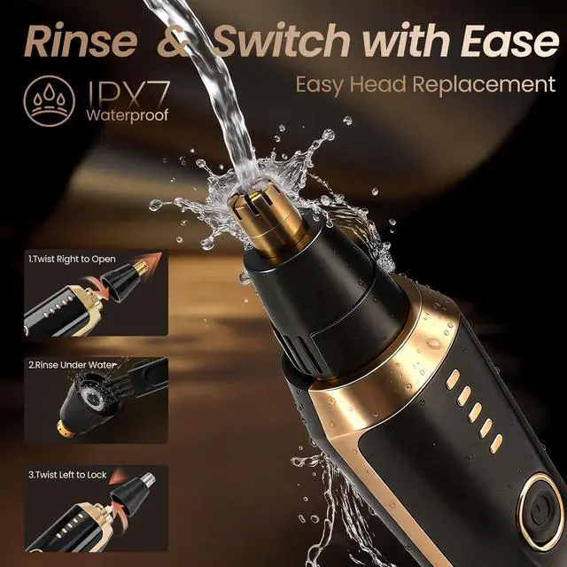 Alt view image 6 of 7 - Nose & Ear Hair Trimmer with LED Display for Men and Women, 2026 USB Rechargeable Facial Trimmer Clipper for Easy Cleansing, Portable Painless Grooming Kit,Gift Box Included