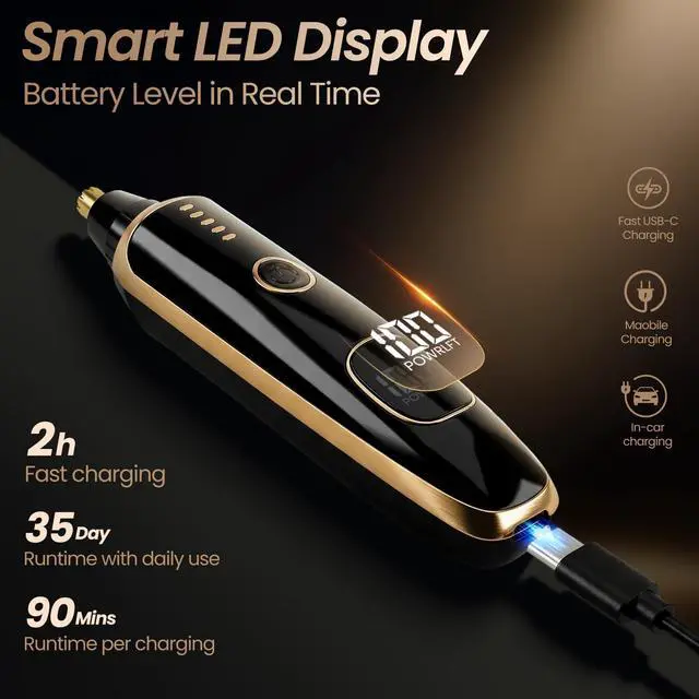 Alt view image 3 of 7 - Nose & Ear Hair Trimmer with LED Display for Men and Women, 2026 USB Rechargeable Facial Trimmer Clipper for Easy Cleansing, Portable Painless Grooming Kit,Gift Box Included