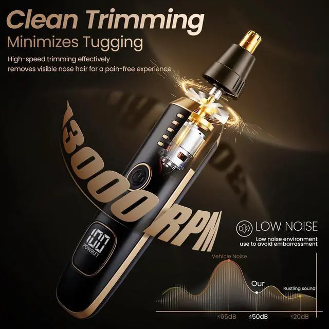 Alt view image 4 of 7 - Nose & Ear Hair Trimmer with LED Display for Men and Women, 2026 USB Rechargeable Facial Trimmer Clipper for Easy Cleansing, Portable Painless Grooming Kit,Gift Box Included