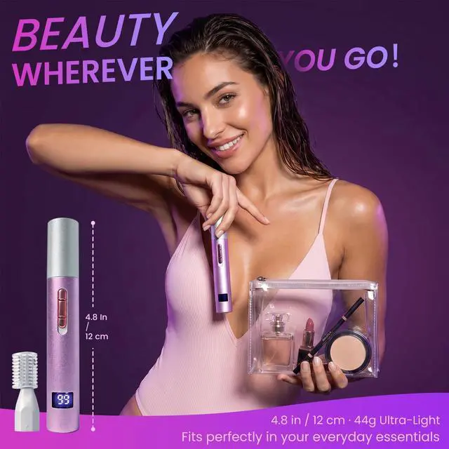 Alt view image 7 of 7 - Nose & Ear Hair Trimmer for Women and Men, 2026 Painless USB Rechargeable Facial & Eyebrow Trimmer Clipper with LED Display for Easy Cleansing, Portable Grooming Kit,Gift Box Included (Purple)