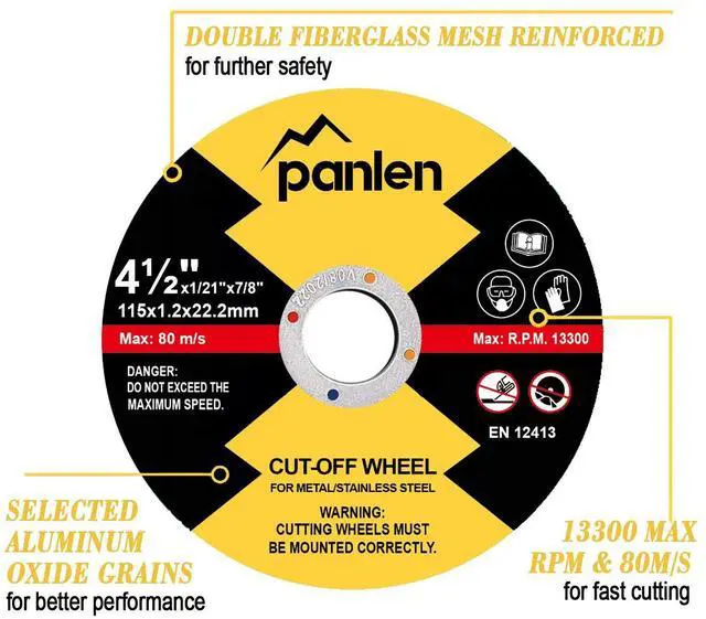 Alt view image 5 of 7 - 50 Pack Cut Off Wheels 4 1/2 inch Thin Metal & Stainless Steel Cutting Wheel, Professional Fast Cutting Disc for Angle Grinder