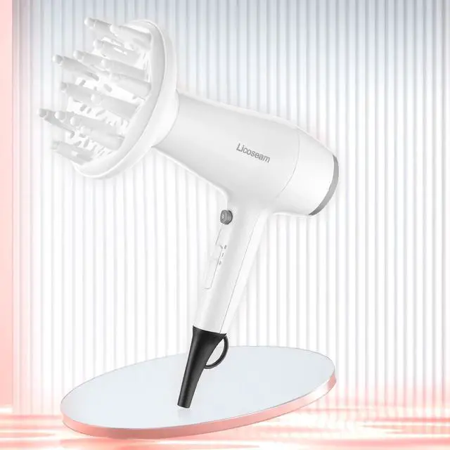 Alt view image 2 of 7 - 1875W Compact Hair Blow Dryer with Diffuser & Concentrator, White