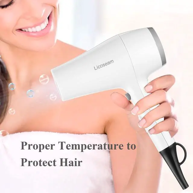 Alt view image 7 of 7 - 1875W Compact Hair Blow Dryer with Diffuser & Concentrator, White