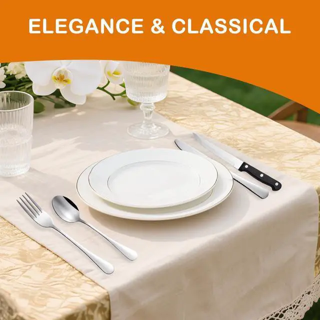 Alt view image 5 of 7 - Silverware Set for 4 with Steak Knives, 24-Piece Flatware Cutlery Set, Stainless Steel Spoons Forks and Knives Sets, Mirror Finished Utensil Sets Dishwasher Safe for Home Restaurant