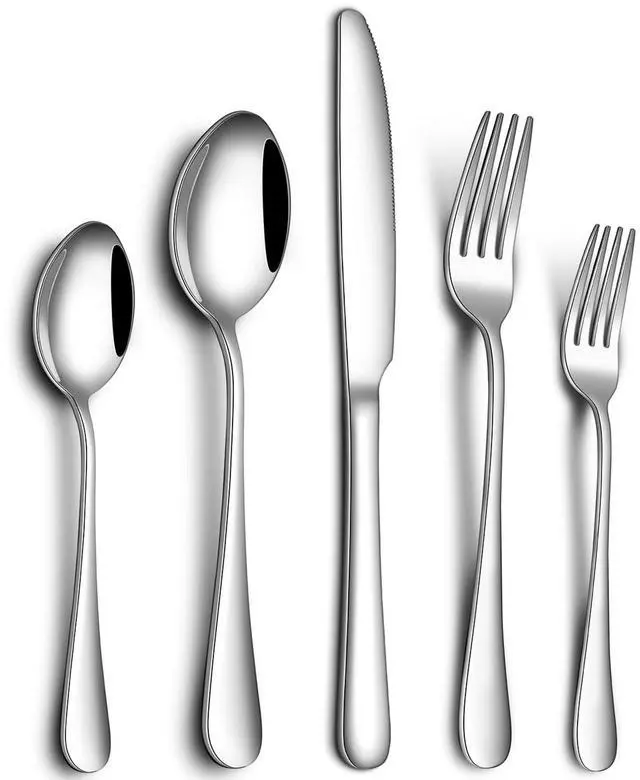 Main image of 40 Piece Silverware Set for 8,Stainless Steel Cutlery Flatware Set,Mirror Polished Kitchen Utensils Set,Steak Knife Fork and Spoon Set for Home,Kitchen and Restaurant Use, Dishwasher Safe
