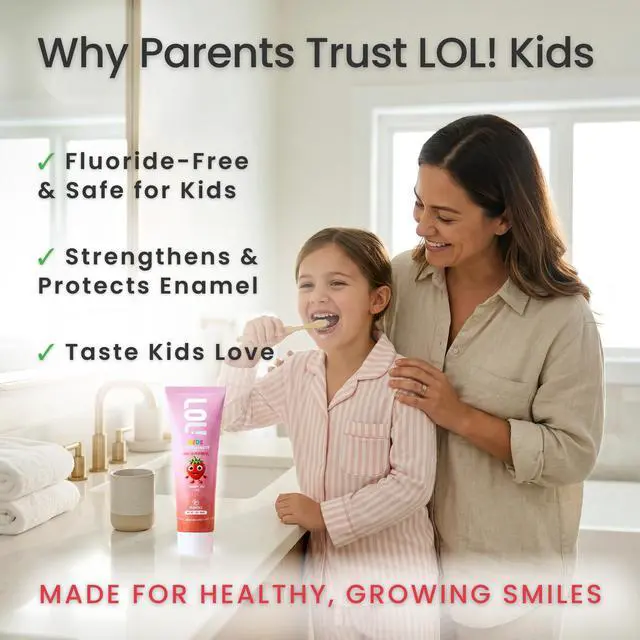 Alt view image 3 of 7 - LOL Fluoride Free Toothpaste Kids, Nano Hydroxyapatite Toothpaste Kids with Probiotics & Xylitol, Remineralizing Toothpaste, Natural Plant-Based Foam, Strawberry Flavor
