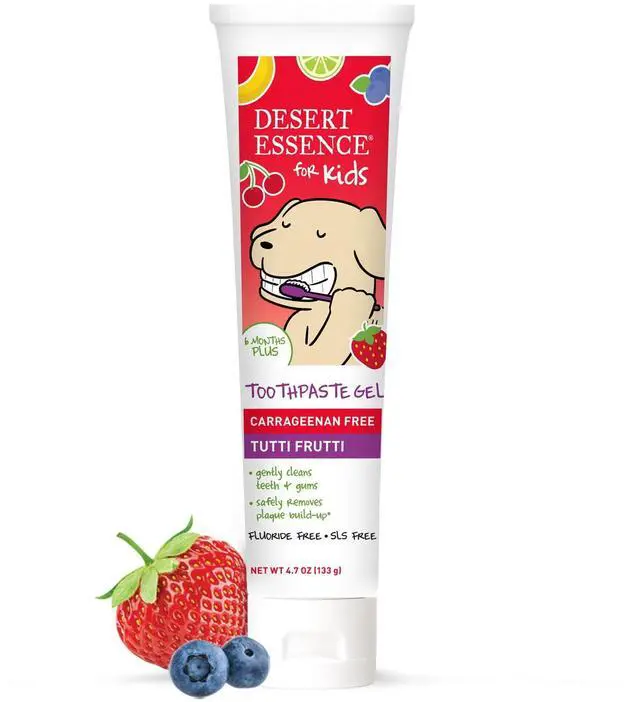 Main image of Fluoride-Free Toothpaste Gel for Kids - Tutti Frutti Flavor - Safe for Toddlers and Babies - Gluten-Free, SLS-Free, Non-Fluoride - Safe to Swallow with Xylitol and Aloe, 4.7oz