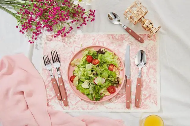 Alt view image 2 of 7 - Silverware Set, Retro/Rivet Colorful Stainless Steel Tableware Kitchen Flatware Set Utensils, Includes Dinner Knives, Forks, Spoons, Salad Forks & Dessert Spoons (Brown, 20 Pieces)