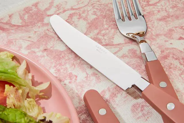 Alt view image 5 of 7 - Silverware Set, Retro/Rivet Colorful Stainless Steel Tableware Kitchen Flatware Set Utensils, Includes Dinner Knives, Forks, Spoons, Salad Forks & Dessert Spoons (Brown, 20 Pieces)