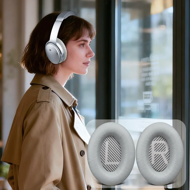 Alt view image 5 of 7 - Earpads for Bose QC35, QC35 ii, QC45 - Silver
