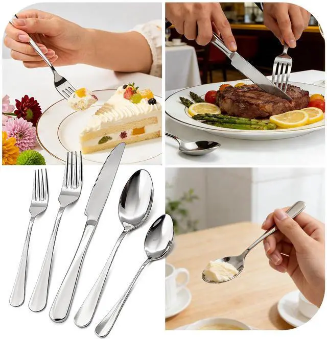 Alt view image 4 of 5 - 20 Piece Silverware Set,for Home,Kitchen,Restaurant.Flatware Set,Stainless Steel Cutlery Utensil Set include Forks,Knives,Spoons