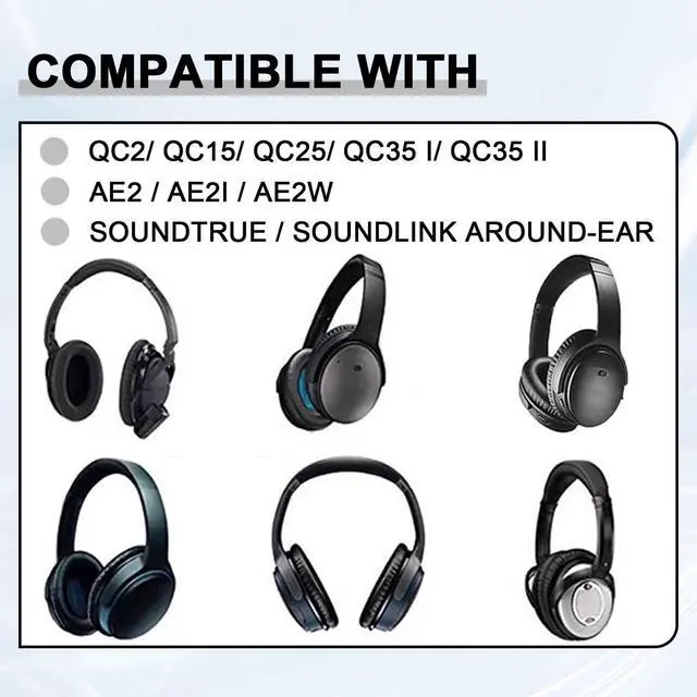 Alt view image 3 of 7 - Replacement Ear Pads for Bose QC35 & QC35II Headphones-Black&Black | Earpads for Bose QuietComfort 35 & 35ii, QC15/QC25/QC2, SoundTrue/SoundLink Around-Ear I/II, AE2/AE2i Ear Cushions Ear Covers