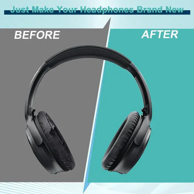 Alt view image 6 of 7 - Replacement Ear Pads for Bose QC35 & QC35II Headphones-Black&Black | Earpads for Bose QuietComfort 35 & 35ii, QC15/QC25/QC2, SoundTrue/SoundLink Around-Ear I/II, AE2/AE2i Ear Cushions Ear Covers