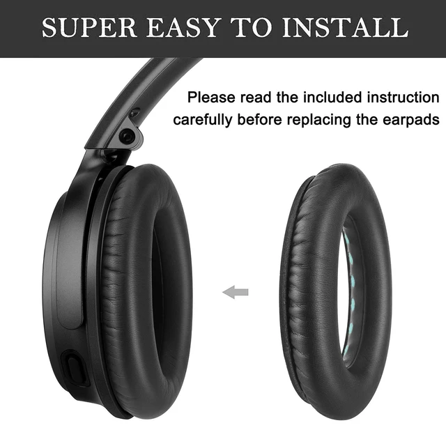 Alt view image 3 of 7 - Headphones Replacement Ear Pads for Bose QuietComfort 35 QC35 & QC35 II Premium Memory Foam, Soft Protein Leather, Enhanced Noise Isolation, Easy Install, Comfortable & DurableBlack