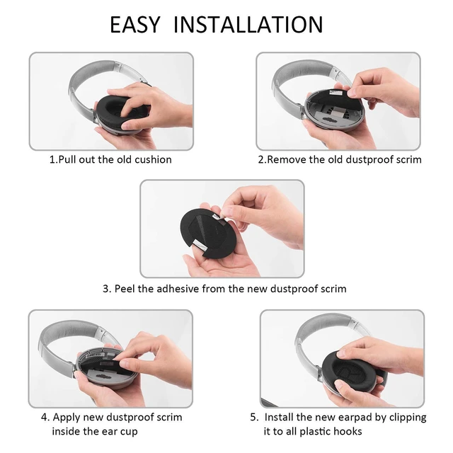 Alt view image 4 of 7 - Headphones Replacement Ear Pads for Bose QuietComfort 35 QC35 & QC35 II Premium Memory Foam, Soft Protein Leather, Enhanced Noise Isolation, Easy Install, Comfortable & DurableBlack