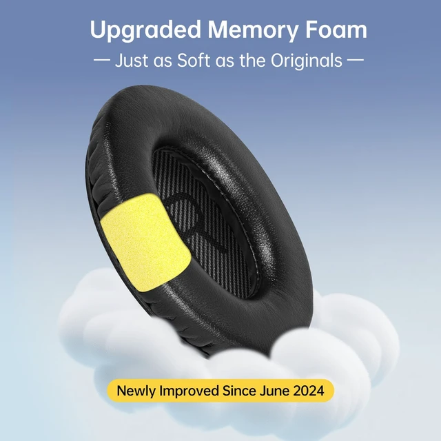 Alt view image 3 of 7 - Replacement Ear Pads for Bose QuietComfort QC 35 (ii) 25 15 2 Headphones, Tear-Proof Earpads Cushion for QC35 (ii) QC25 QC15 QC2 SoundTrue/SoundLink AE2/AE2i/AE2w Around-Ear Headphones (Black)