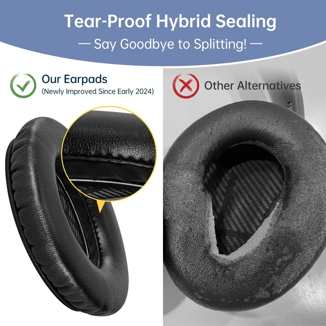 Alt view image 2 of 7 - Replacement Ear Pads for Bose QuietComfort QC 35 (ii) 25 15 2 Headphones, Tear-Proof Earpads Cushion for QC35 (ii) QC25 QC15 QC2 SoundTrue/SoundLink AE2/AE2i/AE2w Around-Ear Headphones (Black)
