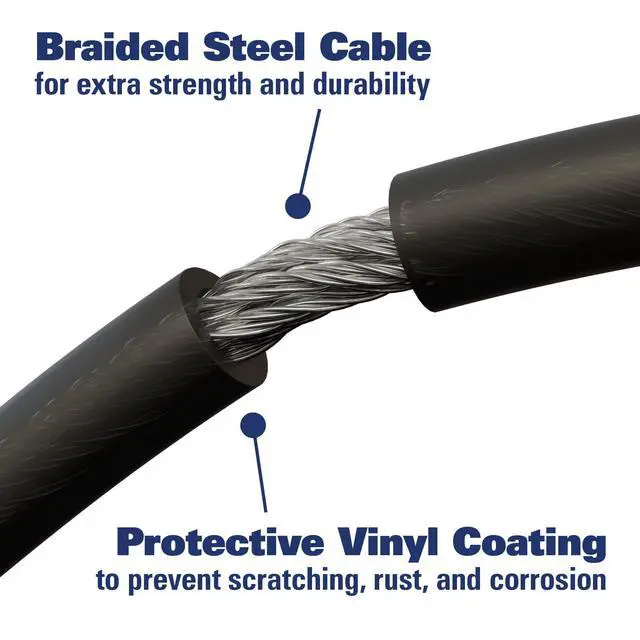 Alt view image 3 of 6 - 6 ft Outdoor Bike Lock Cable, Anti Theft Self-Coiling Design, Resettable 4-Dial Combination, 5/16" Weather-Resistant Vinyl Coating for Bikes