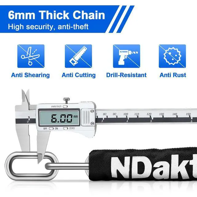 Alt view image 4 of 7 - Bike Chain Lock, 5 Digit Combination Heavy Duty Anti Theft Bicycle Chain Lock, 3.2/4.27/5Ft Long Security Resettable Bike Locks for Bike, Bicycle, Scooter, Motorcycle, Door, Gate, Fence