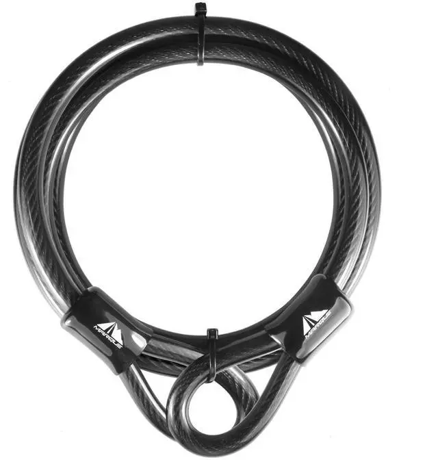 Main image of Security Steel Cable - 3/8 inch (10 mm) Thick (4', 7', 15', 20' or 30') Vinyl Coated Braided Steel Cable with Double Sealed Looped Ends for U-Lock, Padlock, Disc Lock (4 FT)