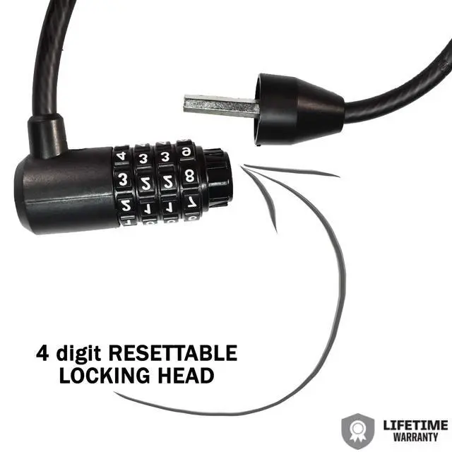 Alt view image 3 of 4 - KryptoFlex Bike Lock Cable, 5FT Long 8mm Thick Braided Steel Cable Anti-Theft Security Lock for Outdoor Equipment, Combination/Key Bike Lock
