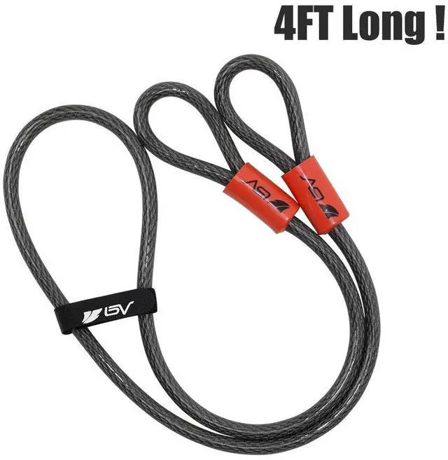 Alt view image 3 of 7 - 4FT Heavy-Duty Security Cable Lock with Loops Extra Thick 10mm (3/8") Braided Steel, Cut-Resistant & Weatherproof Wire Cable for Padlock, Gate, Bike, Motorcycle & Outdoor Equipment