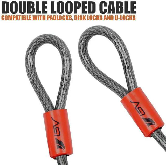 Alt view image 7 of 7 - 4FT Heavy-Duty Security Cable Lock with Loops Extra Thick 10mm (3/8") Braided Steel, Cut-Resistant & Weatherproof Wire Cable for Padlock, Gate, Bike, Motorcycle & Outdoor Equipment