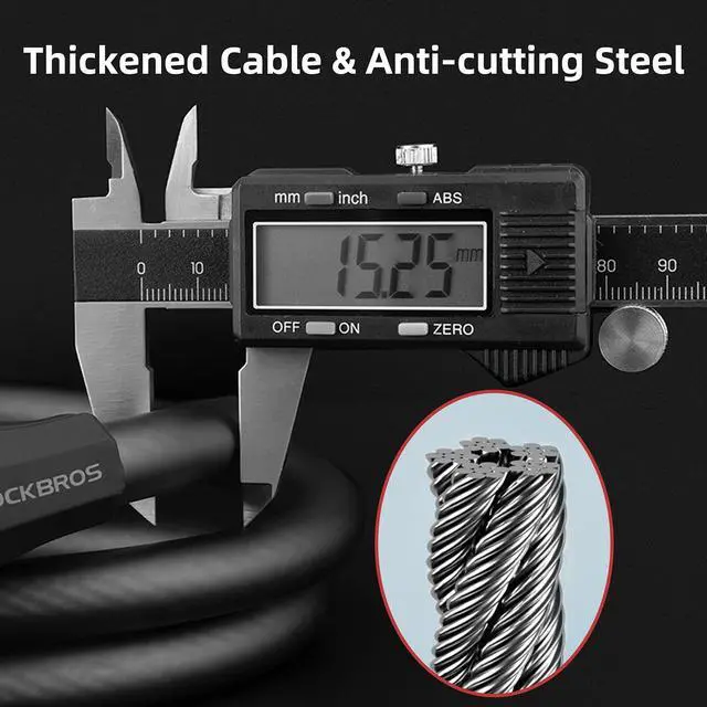 Alt view image 2 of 7 - Specialized Bike Lock Cable, 5 Digit Bike Lock Combination, 47 Inch Bike Wheel Lock, Master Lock Cable for Road Bike, MTB, Motorcycle, Stroller, Ladders, Gates