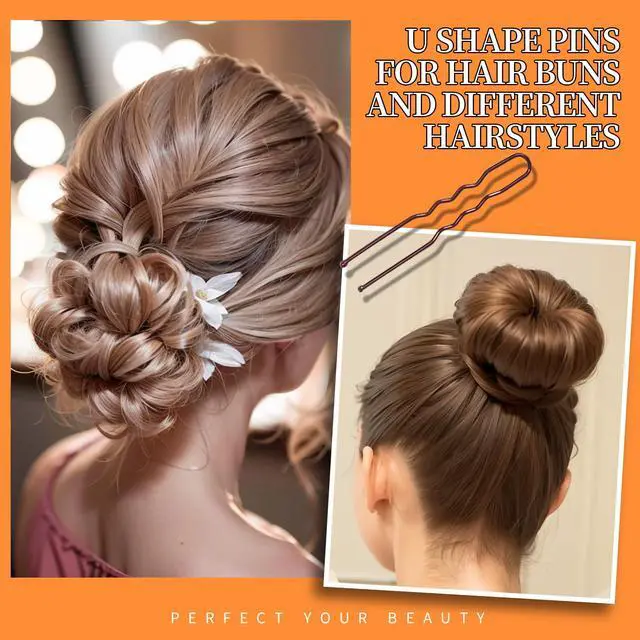 Alt view image 2 of 7 - 300pcs Bobby Pins Hair Pins Kit, 100 Hair Pin for Women 100 Bobby Pins Brown and 100 Hair Bands, Hair Pins for Buns 2inch 2.36inch 2.75inch