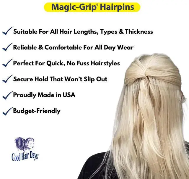 Alt view image 3 of 6 - Magic-Grip Hairpins, 10 Styling Updo U-Pins for Strong Hold
