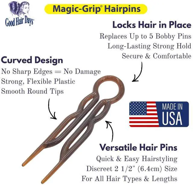 Alt view image 4 of 6 - Magic-Grip Hairpins, 10 Styling Updo U-Pins for Strong Hold