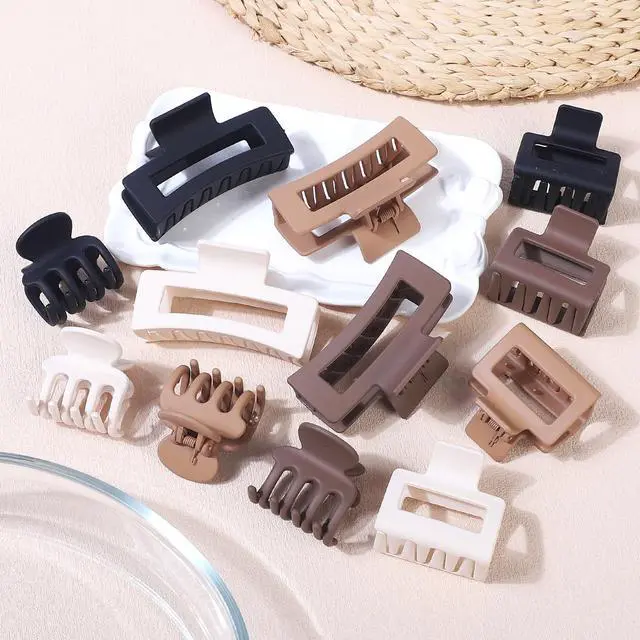 Alt view image 3 of 7 - 12 Pcs Hair Clips for Women 3 Styles Small Medium Large Claw Clips for Thin Thick Curly Hair, Strong Hold & Non-Slip Hair Clips, Stylish Matte Hair Accessories Ideal Gifts for Women (Brown)
