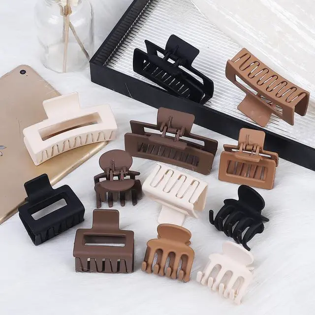 Alt view image 5 of 7 - 12 Pcs Hair Clips for Women 3 Styles Small Medium Large Claw Clips for Thin Thick Curly Hair, Strong Hold & Non-Slip Hair Clips, Stylish Matte Hair Accessories Ideal Gifts for Women (Brown)