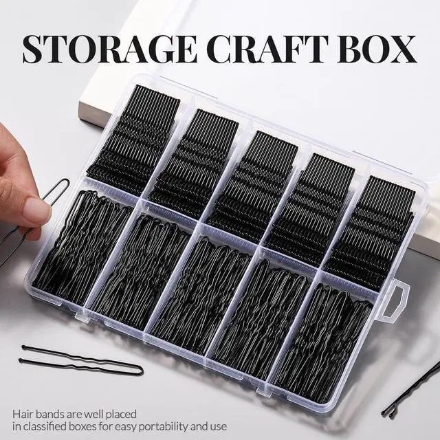 Alt view image 7 of 7 - 400 Counts Bobby Pins Hair Pins Set for Women, Black 2inch Bobby Pins for Buns, 2.36inch Black U Shaped Hair Pins for Styling, Hair Accessories for Women, Wedding