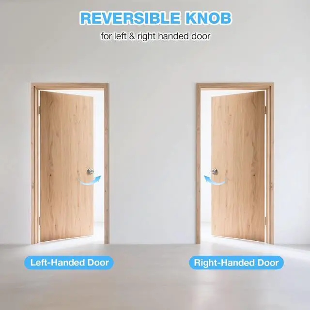 Alt view image 6 of 7 - 1 Pack Privacy Door Knob Interior Door Knobs Bathroom Door Knob Bedroom Door Knobs Brushed Nickel Door Knobs Keyless Indoor Door Knob Satin Nickel Doorknob