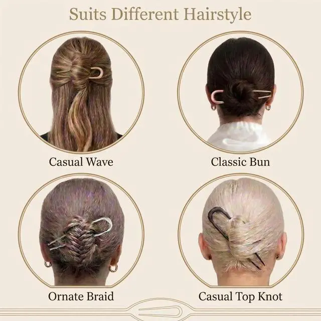 Alt view image 5 of 7 - French Hair Pins for Women, 4 Pcs French Twist Hair Pins for buns