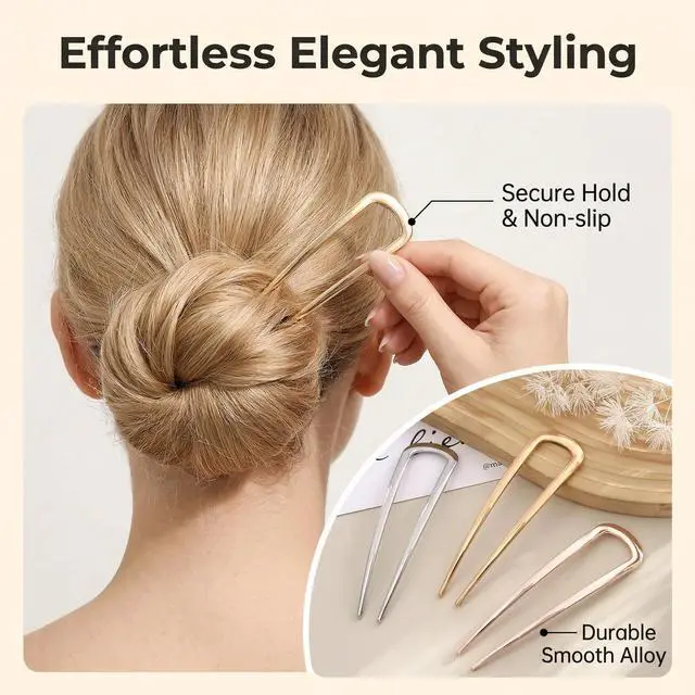 Alt view image 6 of 7 - French Hair Pins for Women, 4 Pcs French Twist Hair Pins for buns