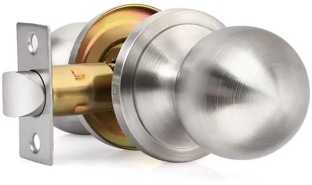 Main image of 1 Pack Brushed Nickel Door Knobs Interior, Closet Door Knob, Nickel Passage Door Knobs Interior, Hall and Closet Door Knobs for Bedroom or Bathroom, Non-Locking Doorknob with Round Ball
