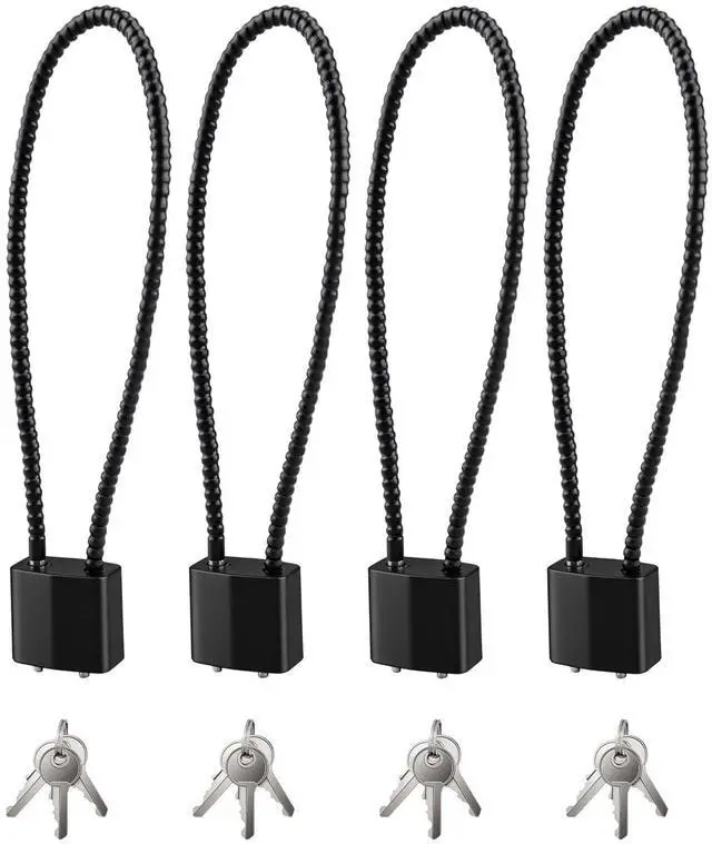 Main image of 4 Pcs Cable Locks with Keys, Bike Locks, 15 Inch Heavy Duty Keyed Wire Lock Cable with Keys, for Indoor Outdoor Bike Bicycle Helmet Cabinet Fence Gate Lock(Black)