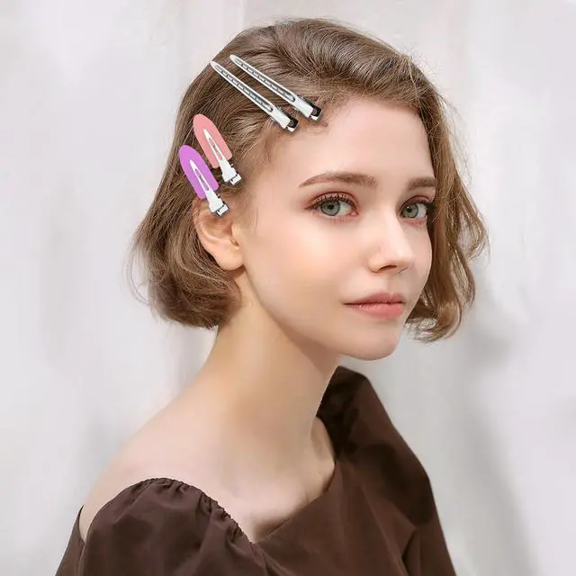 Alt view image 2 of 7 - 30PCS Metal Alligator Hair Clips, Duck Billed Salon Styling Clips with Holes, Heavy Duty Silver Hair Pins for Women, DIY Bows & Home Use (30 Mixed Sizes)