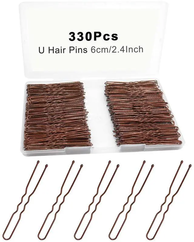 Main image of 330 Count U Shaped Hair Pins Brown, YINGFENG 2.4inch Brown Bun Pins Bun Hair Pins for Women Girls with Storage Box, Hair Accessories for All Women Hair Types