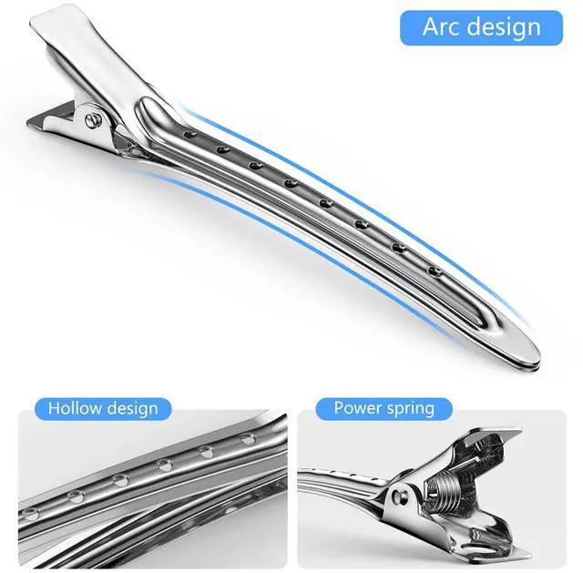 Alt view image 3 of 7 - 30PCS Metal Alligator Hair Clips, Duck Billed Salon Styling Clips with Holes, Heavy Duty Silver Hair Pins for Women, DIY Bows & Home Use (30 Mixed Sizes)