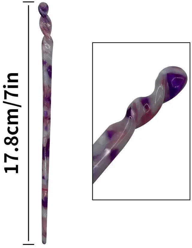 Alt view image 5 of 7 - 6 Pieces Acetate Hair Sticks Vintage Leopard Print Hairpin Chopsticks Vintage Tortoiseshell Hair Chopsticks Shell Print Chinese Hair Sticks for Women Girls Hairstyle Accessories(Retro style)