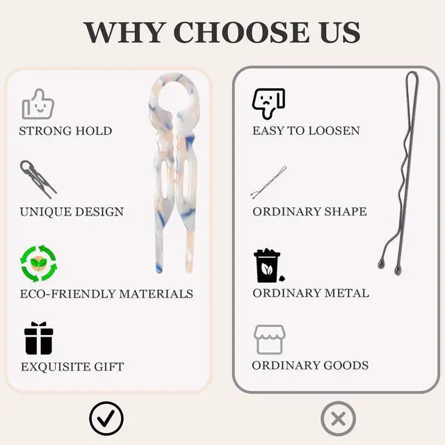 Alt view image 3 of 7 - 10 PCS 2.83 in Small French Hair Pins for Women, Prestige Hair Pins for All Hair, Curved Shape for Better Head Fit Hair Accessories, Serrated Anti-Slip Design Hairpins