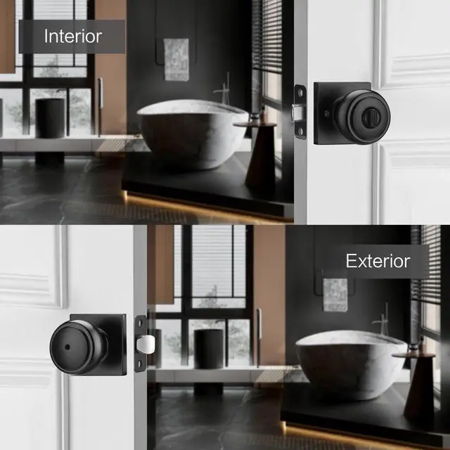 Alt view image 4 of 6 - Black Door Knobs Interior, Coastal Door Knob with Lock,Heavy Duty Doorknob for Bath & Bedroom