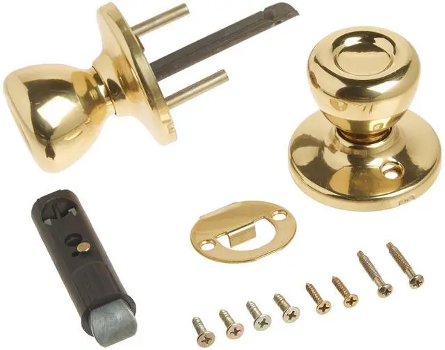 Alt view image 2 of 7 - Mobile Home Interior Passage Door Knob, Handle For Closet and Hallway Doors, Non-Locking Doorknob in Polished Brass