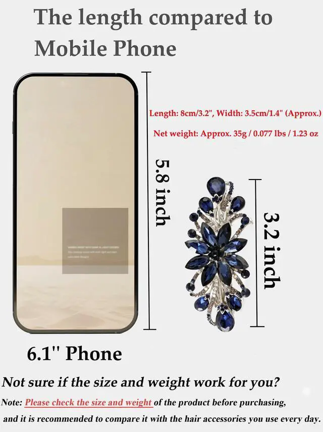 Alt view image 5 of 6 - Flower Luxury Jewelry Design Hairpin Rhinestone Hair Barrette Clip for Mom (Dark Blue)