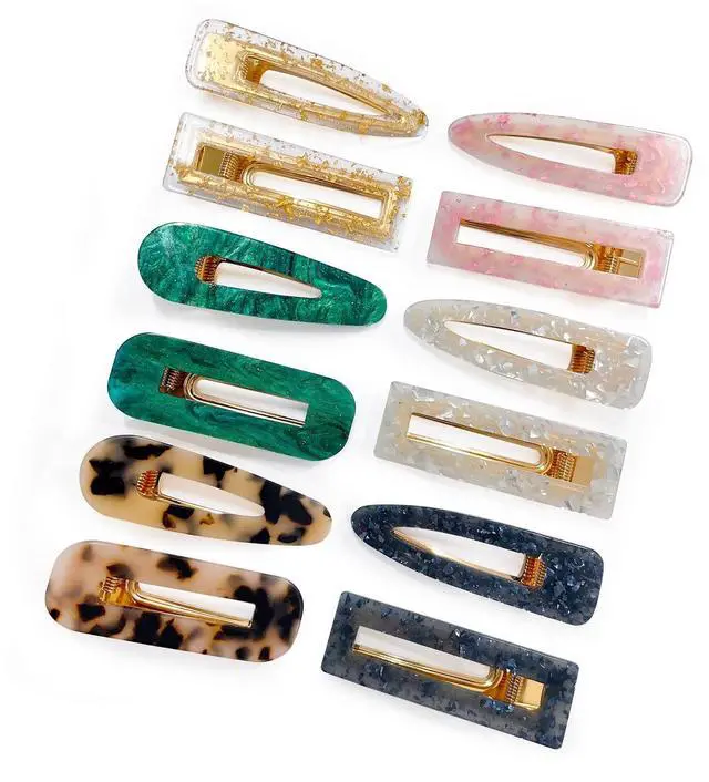 Main image of 12 Pieces Acrylic Resin Marble Hair Clips Set, Decorative Pearls Hair Barrettes Sweet Decorative Bobby Pins Hairpin Headwear Hair Accessories Headwear for Women and Girls