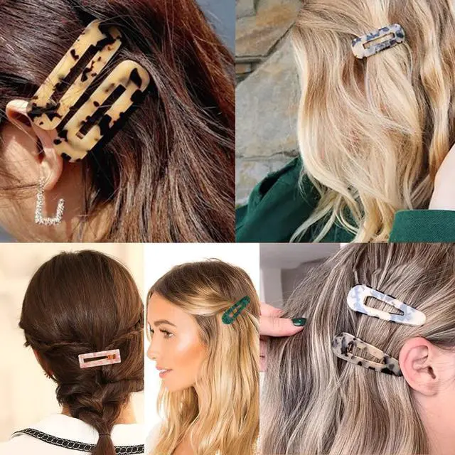Alt view image 4 of 7 - 12 Pieces Acrylic Resin Marble Hair Clips Set, Decorative Pearls Hair Barrettes Sweet Decorative Bobby Pins Hairpin Headwear Hair Accessories Headwear for Women and Girls